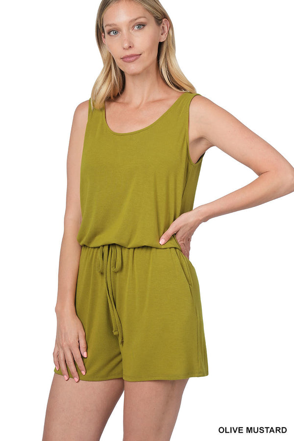 Romper with Pockets -Olive