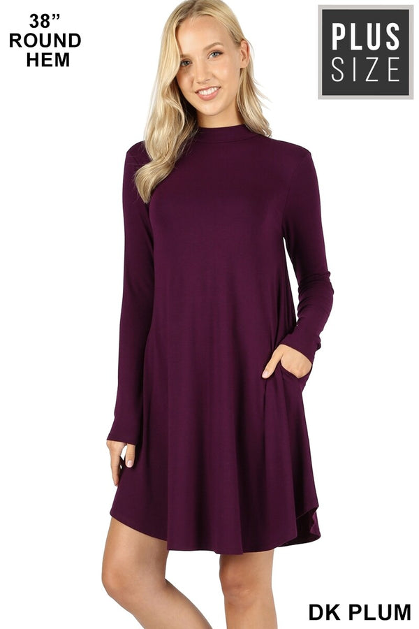 Mock Neck Dress with Pockets